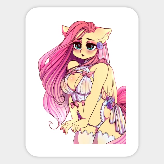 Fluttershy bride Sticker by yukomaussi